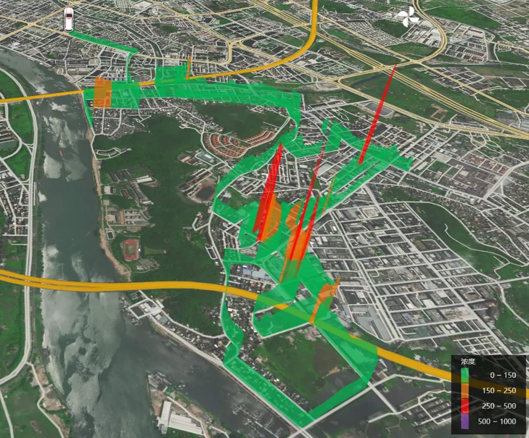 走航車排查異味區域